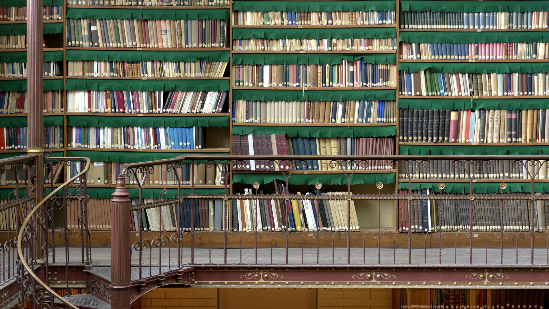 Een foto van gevulde boekenplanken in de bibliotheek